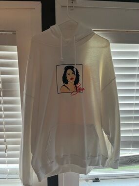 Forever 21 White Graphic Hoodie with Selena Loteria Portrait